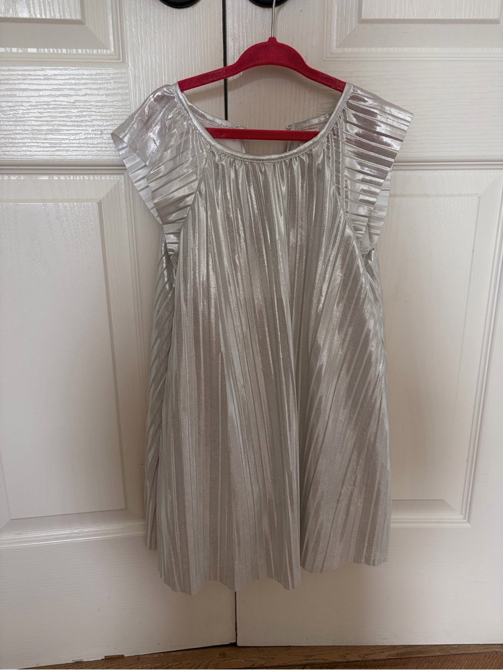 Carter's Silver Metallic Pleated Cap-Sleeve Dress